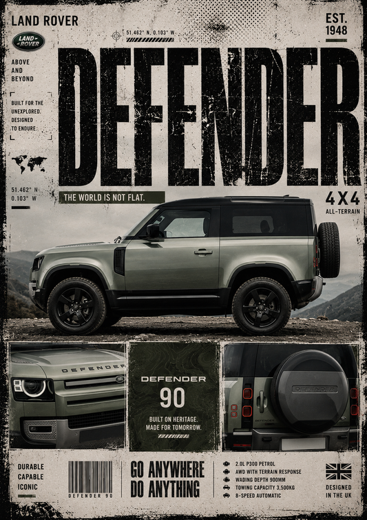 Defender car wall poster artwork