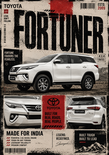 Fortuner car wall poster artwork