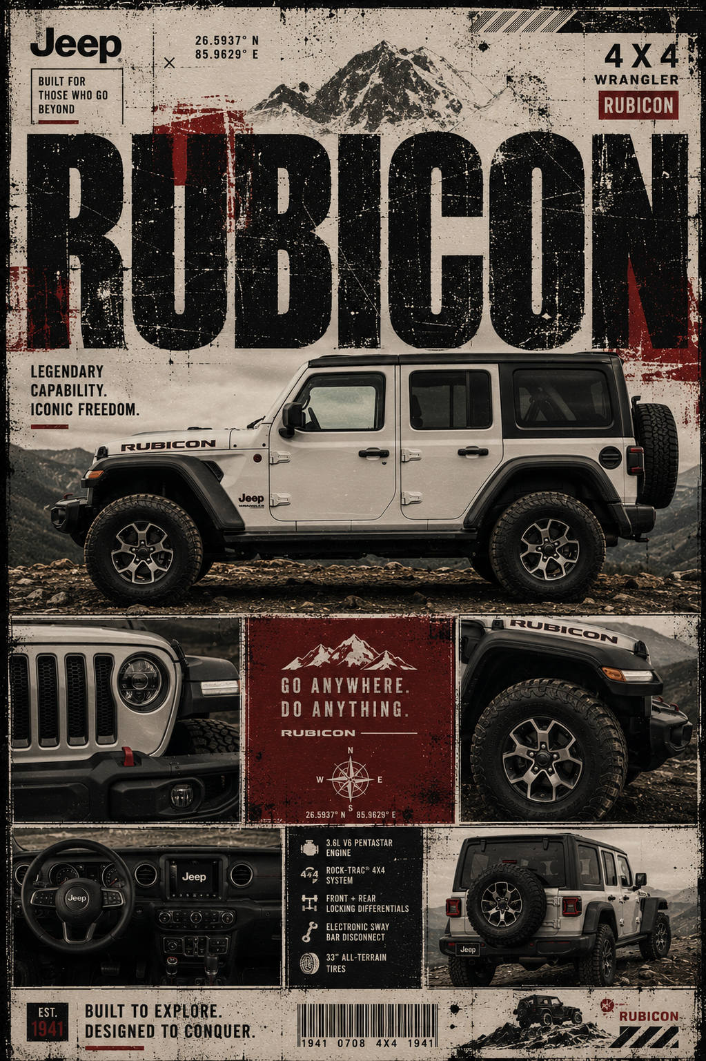 Rubicon car wall poster artwork