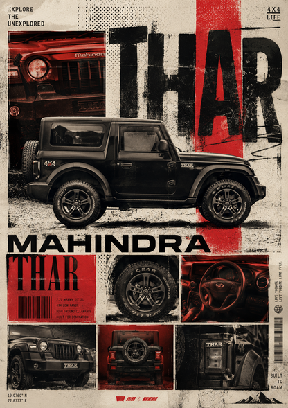 Mahindra Thar car wall poster artwork