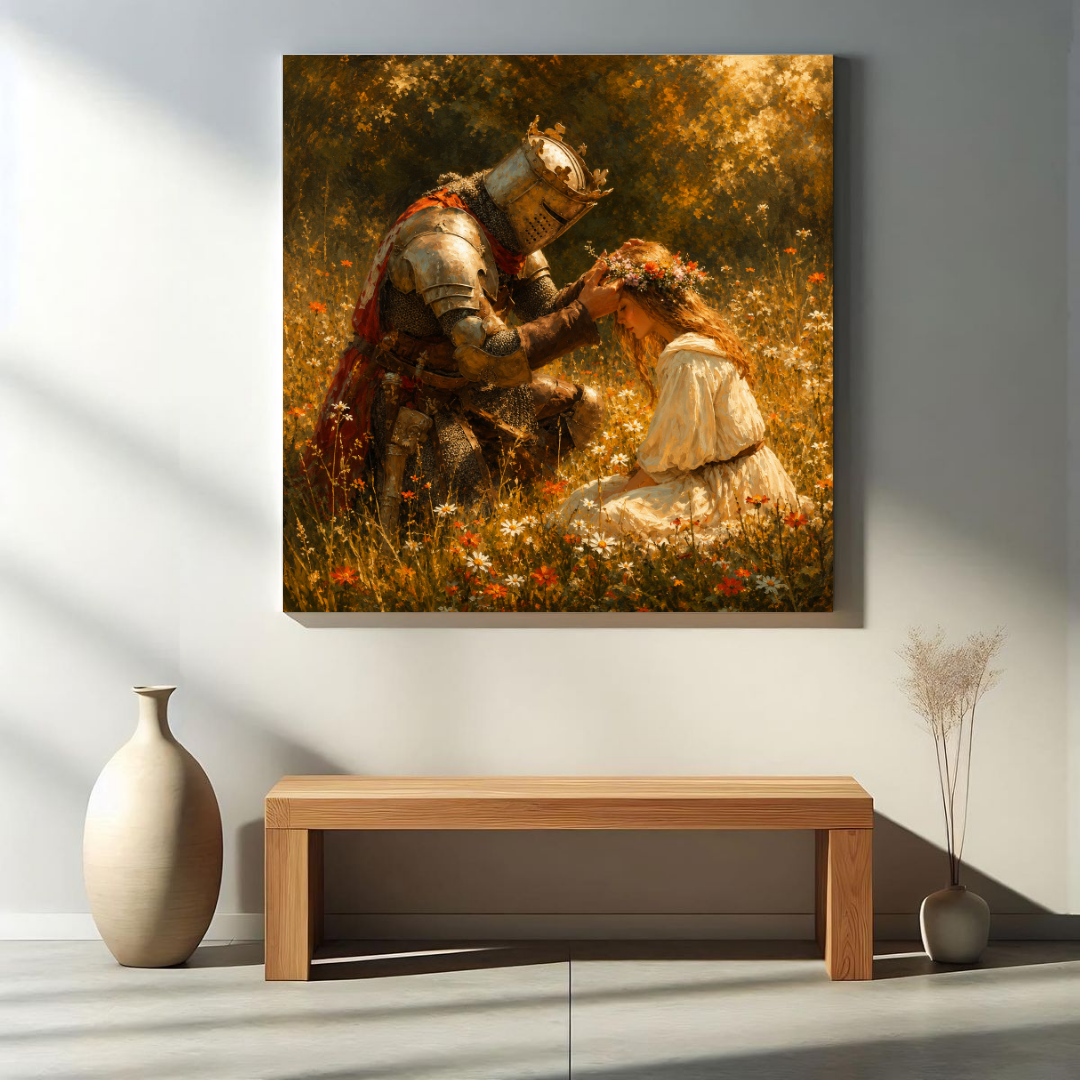 Knight’s Gentle Promise canvas art minimal interior mockup