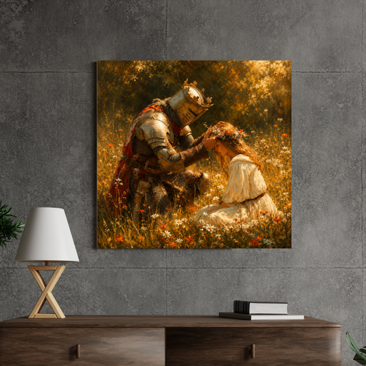 Knight’s Gentle Promise canvas wall art room mockup