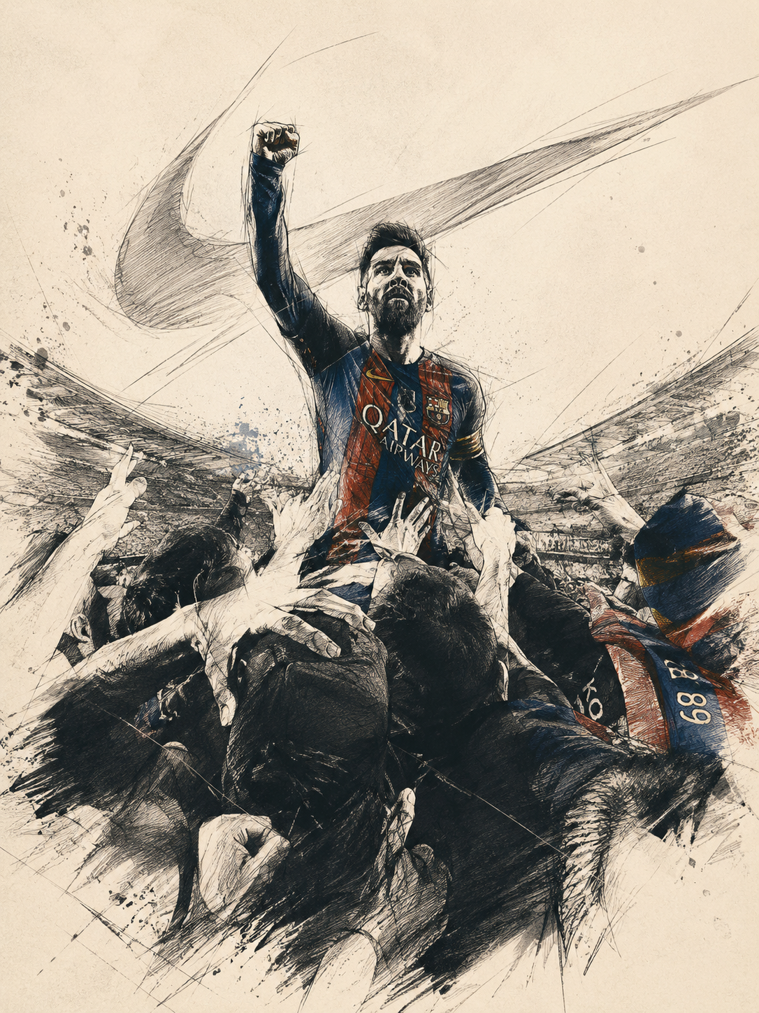 Lionel Messi Magician football art poster
