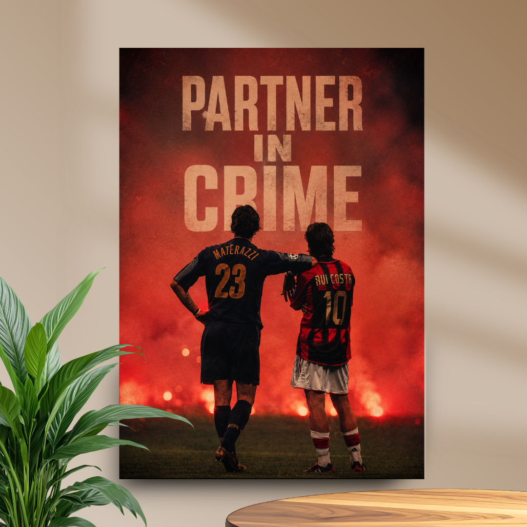 Partner in Crime Materazzi and Rui Costa wall poster mockup