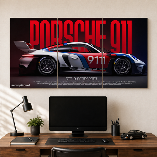 Porsche 911 GT3 R Cars 3 Split Poster Set