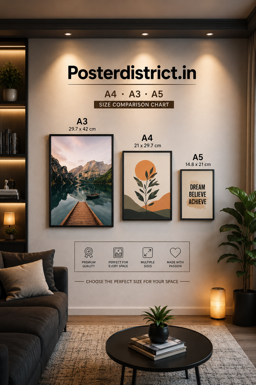 Poster District A3 A4 and A5 poster size comparison chart