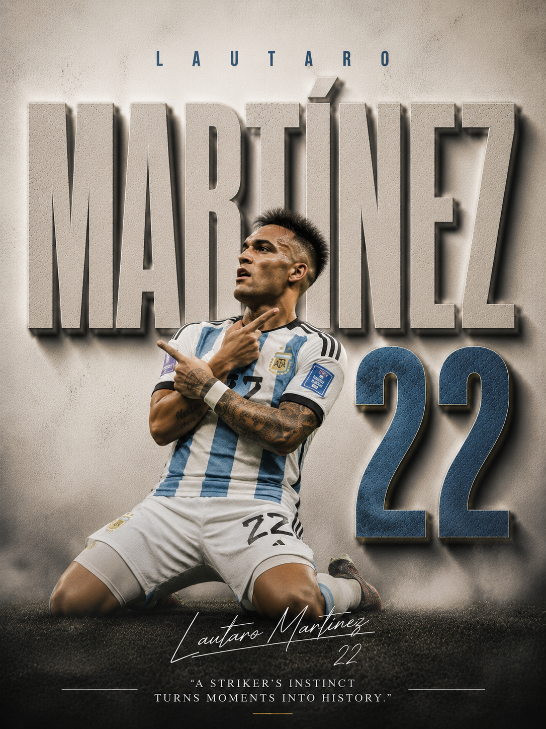 Martinez Argentina 22 football wall poster artwork, Series #04