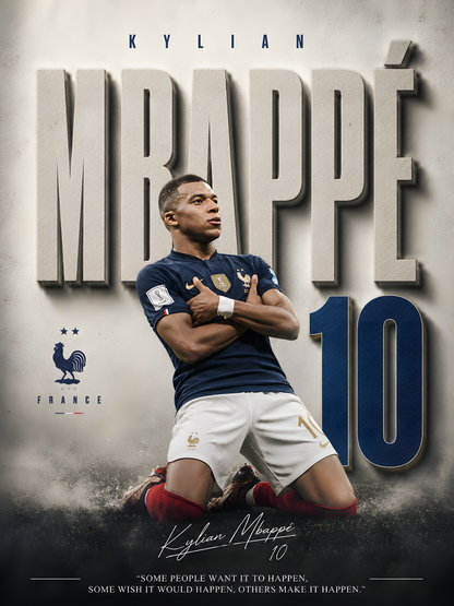 Mbappe France 10 football wall poster artwork