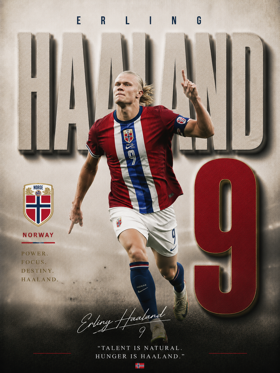 Haaland Norway 9 football wall poster artwork