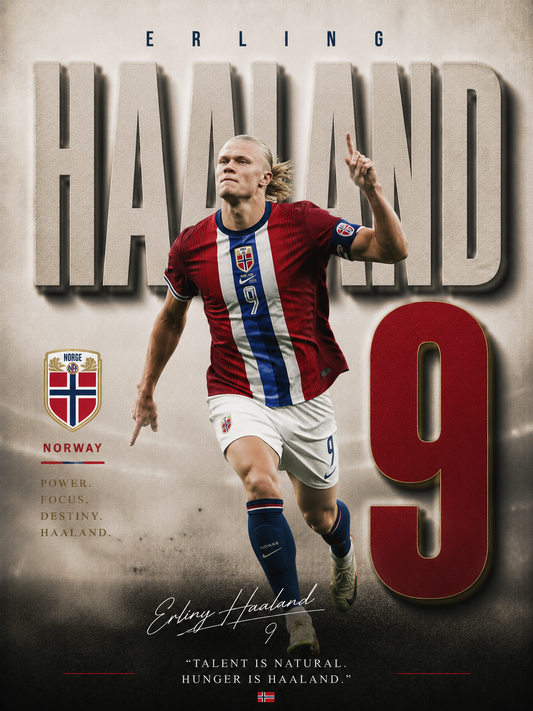 Haaland Norway 9 football wall poster artwork