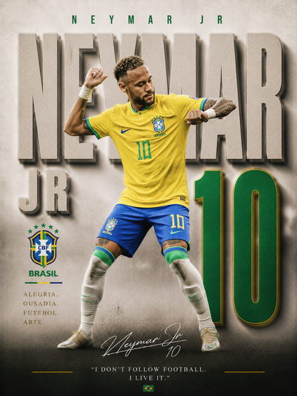 Neymar Brazil 10 football wall poster artwork