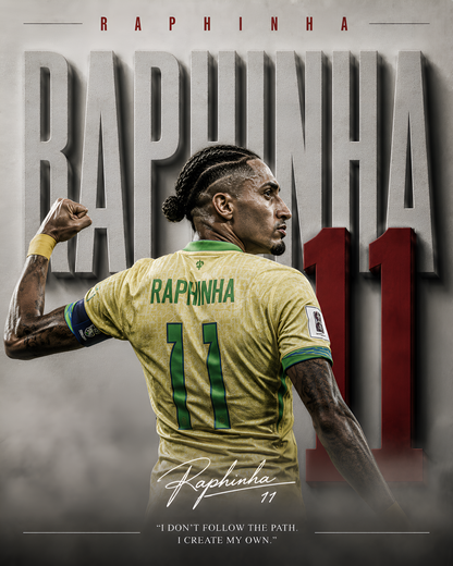 Raphinha Brazil 11 football wall poster artwork, Series #12