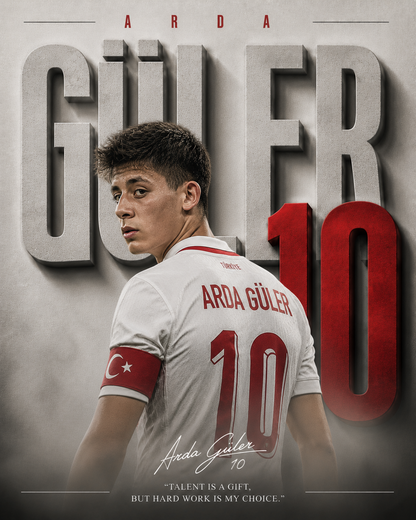 Guler Turkiye 10 football wall poster artwork