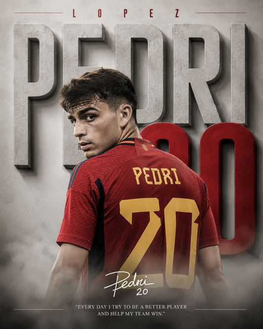 Pedri Spain 20 football wall poster artwork