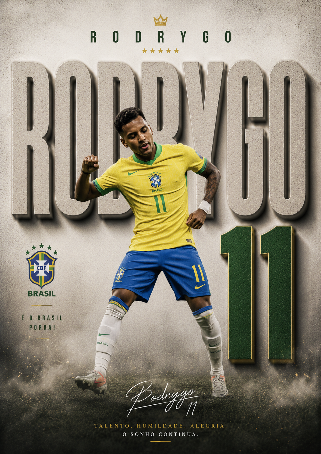 Rodrygo Brazil 11 football wall poster artwork