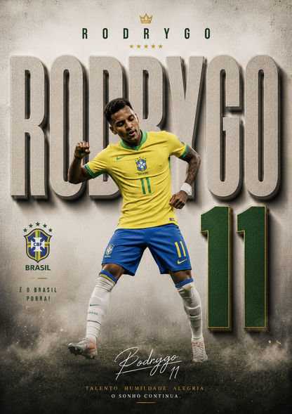 Rodrygo Brazil 11 football wall poster artwork