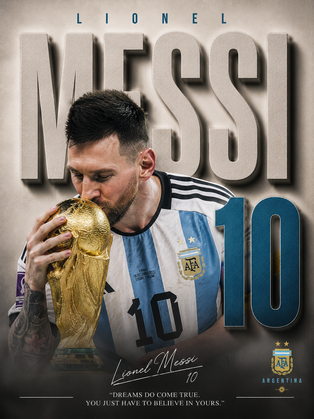 Messi Argentina 10 football wall poster artwork
