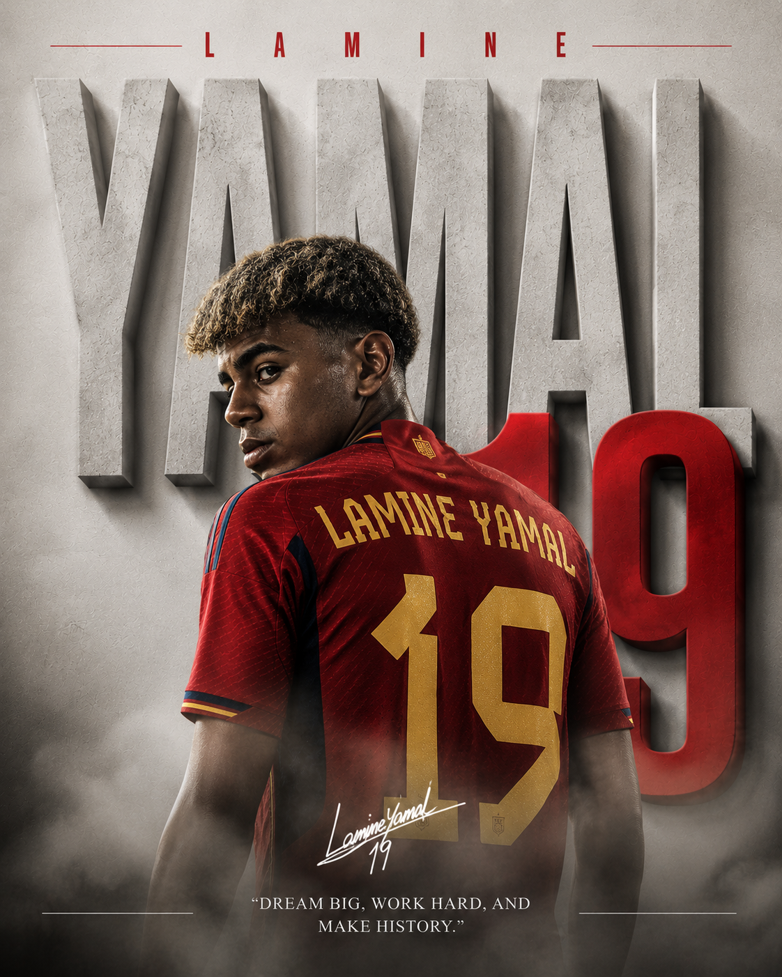 Yamal Spain 19 football wall poster artwork