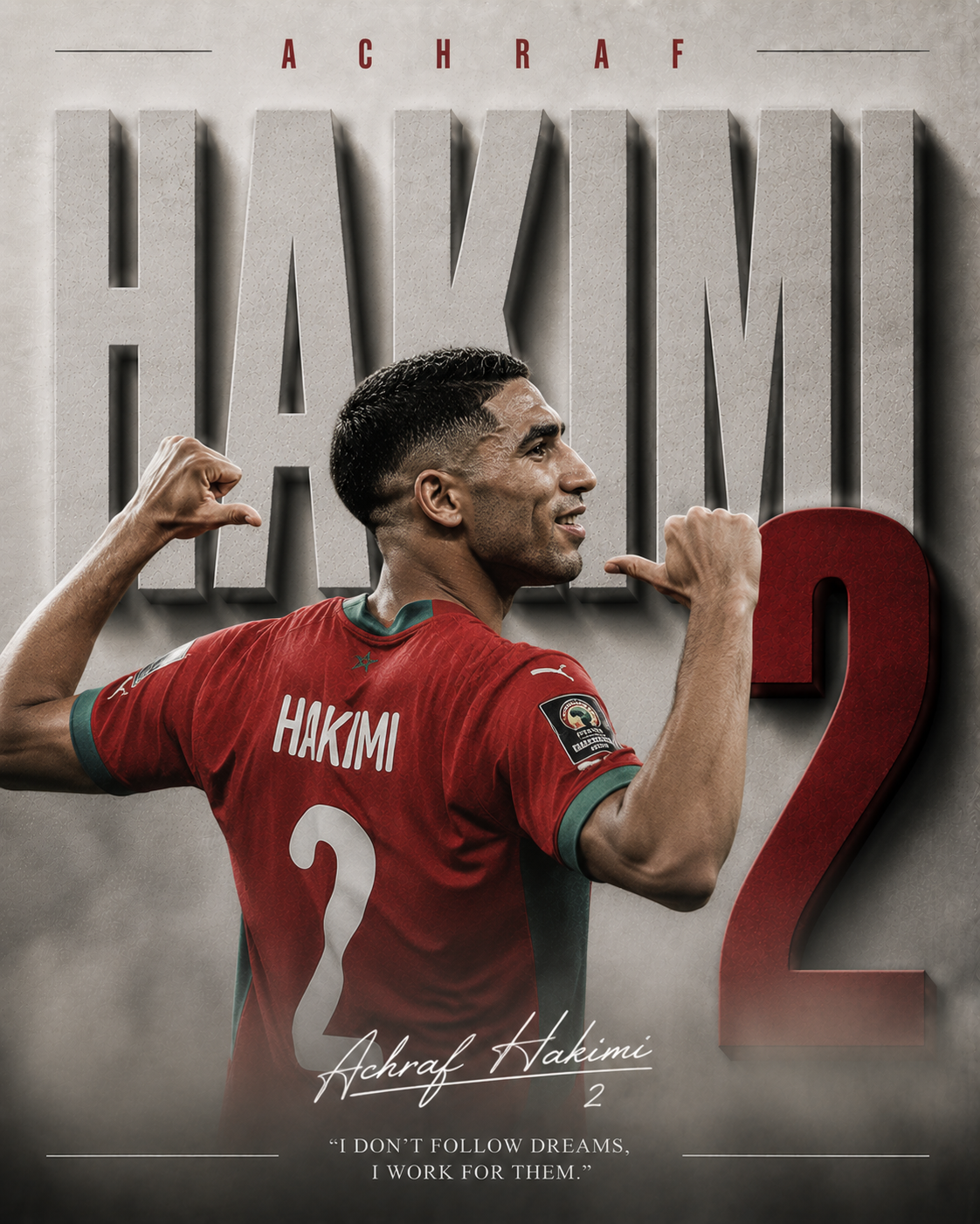 Hakimi Morocco 2 football wall poster artwork