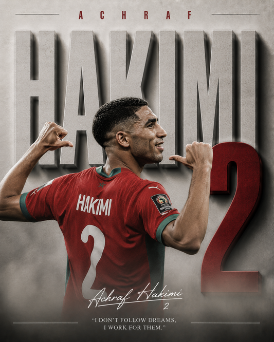 Hakimi Morocco 2 football wall poster artwork