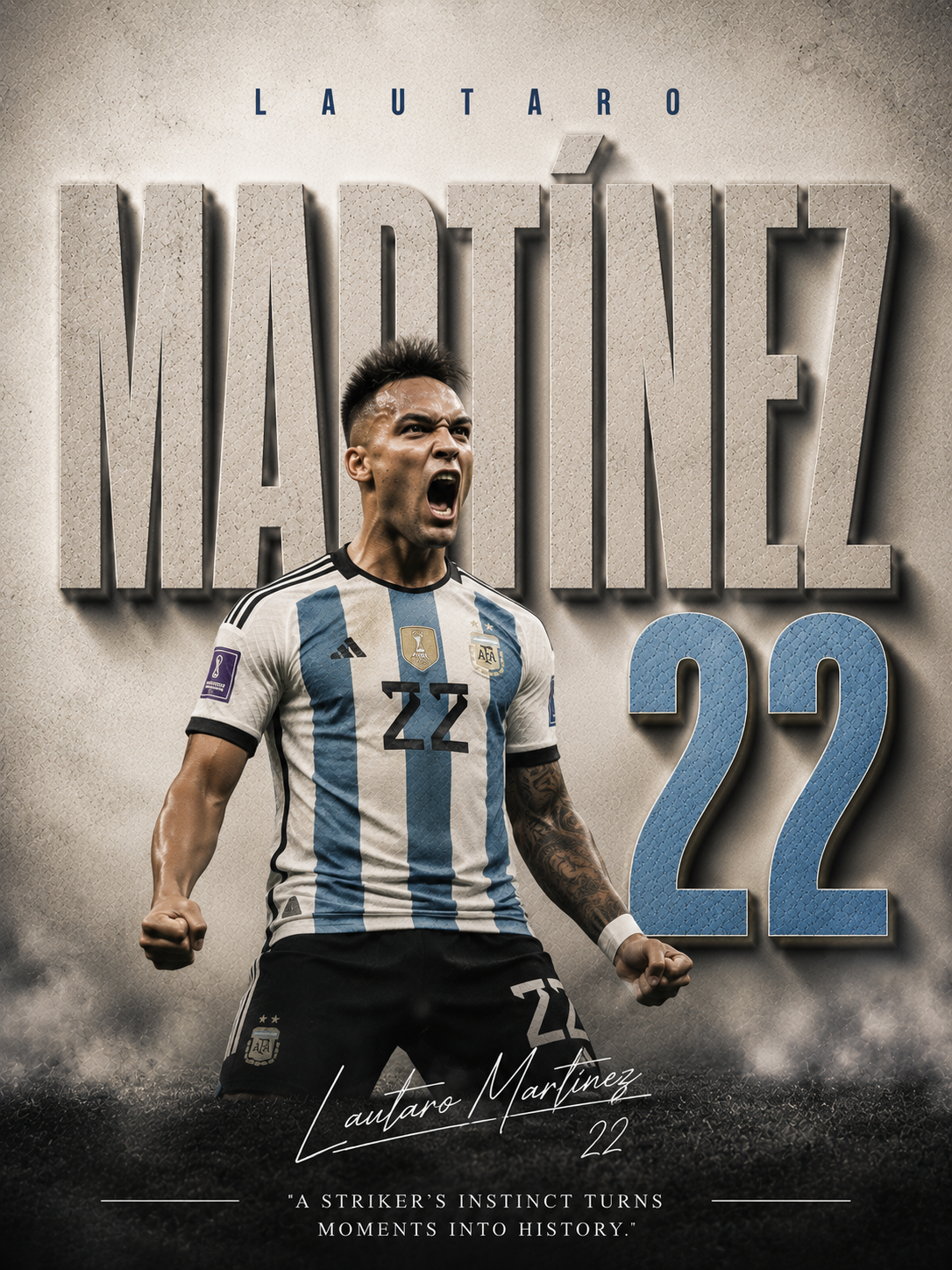 Martinez Argentina 22 football wall poster artwork, Series #29