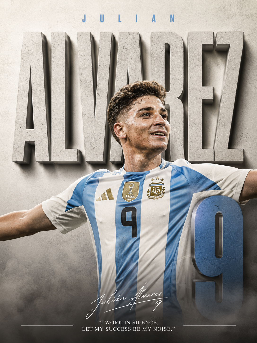 Alvarez Argentina 9 football wall poster artwork, Series #32