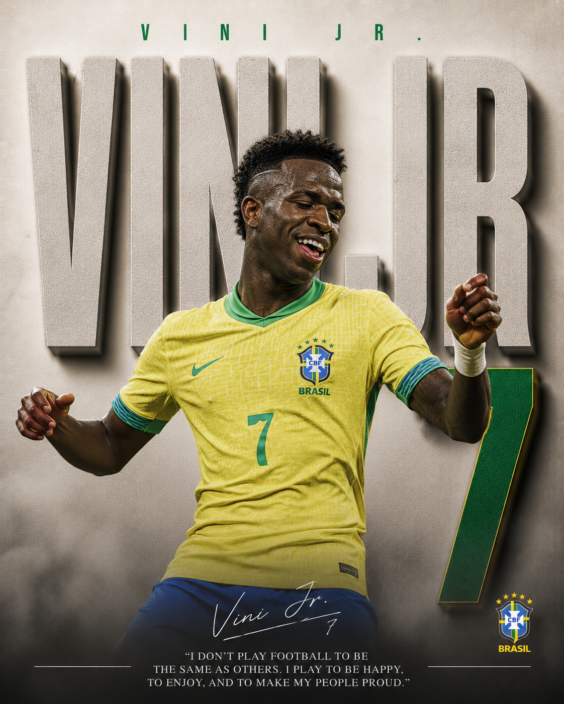 Vini Jr Brazil 7 football wall poster artwork