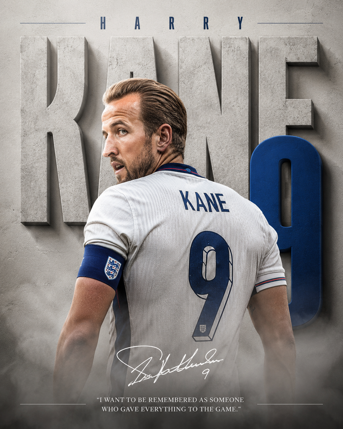 Kane England 9 football wall poster artwork, Series #34