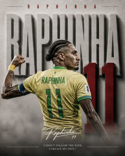 Raphinha Brazil 11 football wall poster artwork, Series #35
