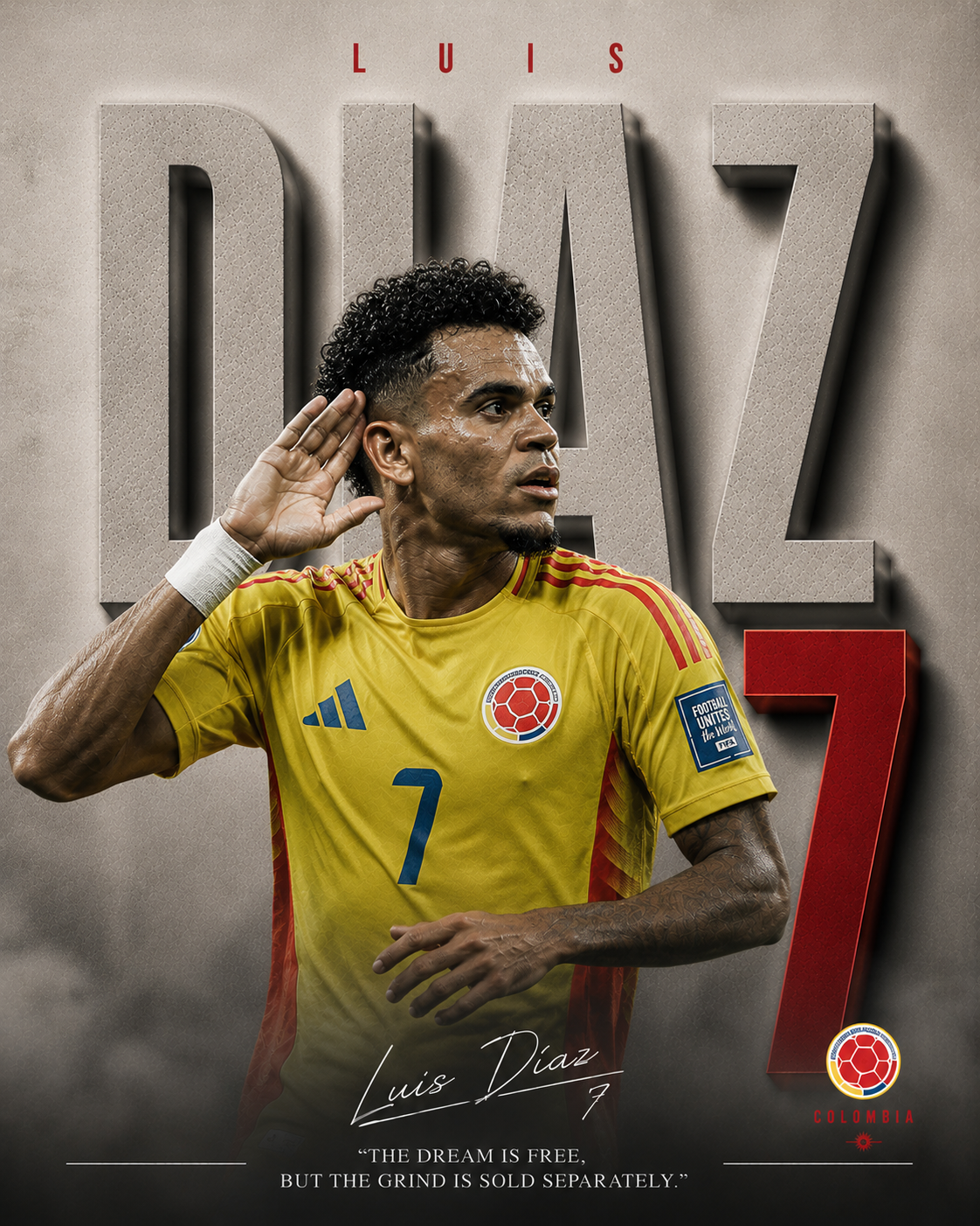 Diaz Colombia 7 football wall poster artwork