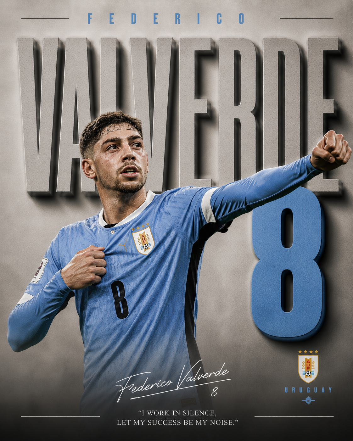 Valverde Uruguay 8 football wall poster artwork