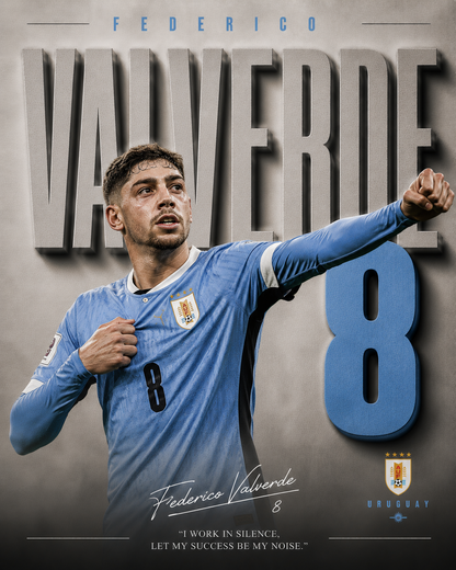 Valverde Uruguay 8 football wall poster artwork