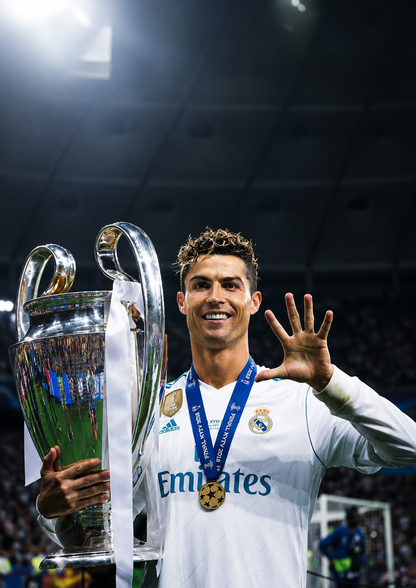 Ronaldo five-time champion football poster