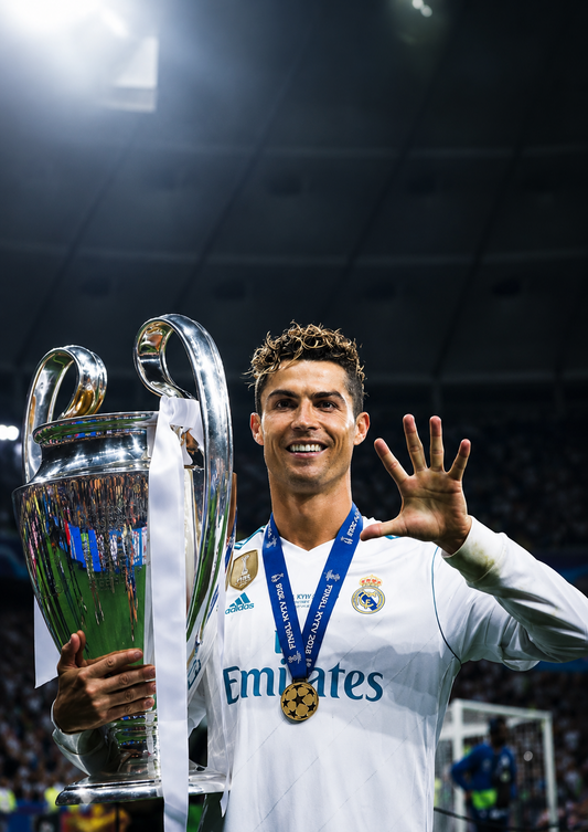 Ronaldo five-time champion football poster