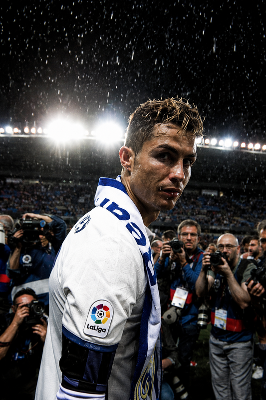 Ronaldo rain night football poster