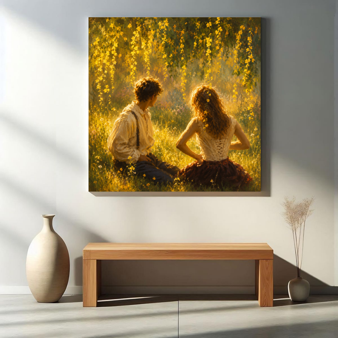 Sunlit Garden Memories canvas art minimal interior mockup