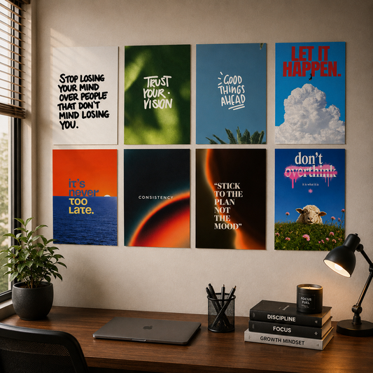 Positive Mindset 8-piece wall makeover poster set