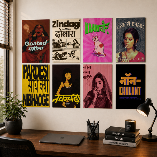 Desi Girl Chaos 8-piece wall makeover poster set